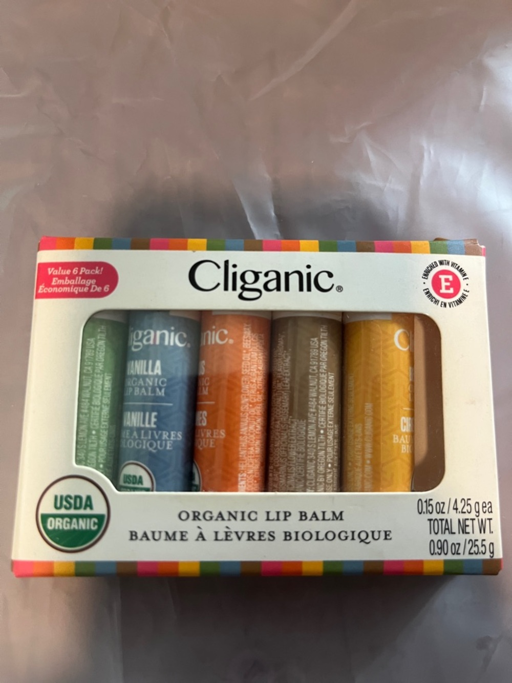 Cliganic Organic Lip Balm 6-Pack - Multicolor Tubes